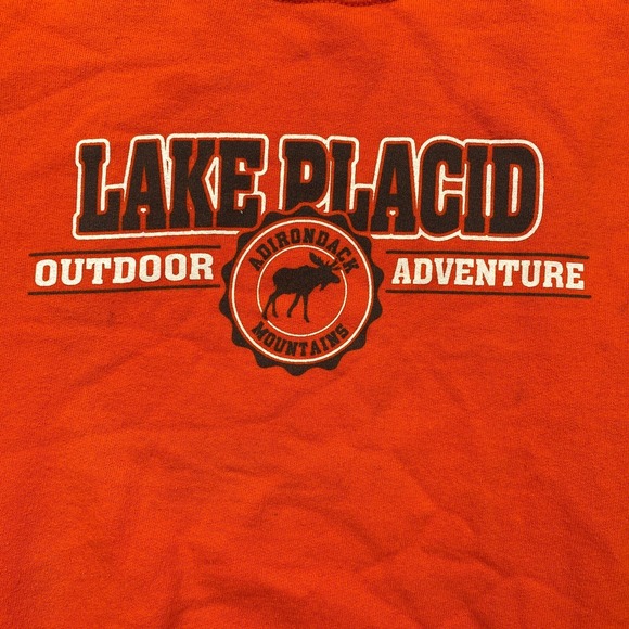 Lake Placid NY Crew Neck Sweater Size M Orange JERZEES Outdoor Adventure - Picture 3 of 9